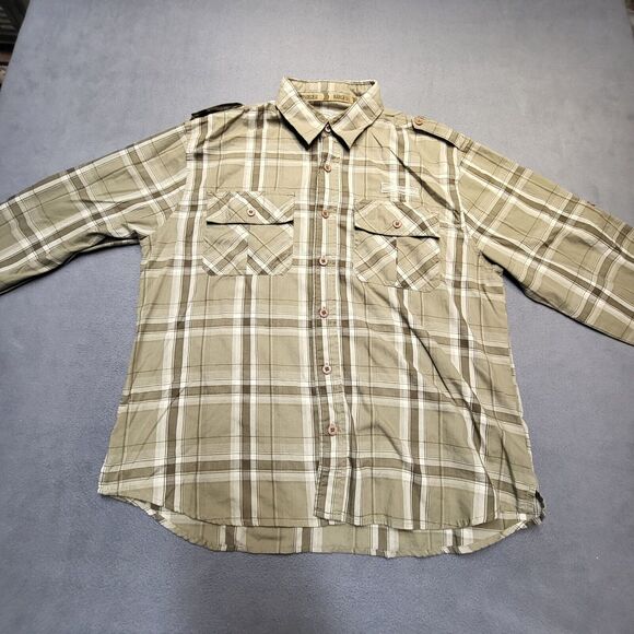 Polaris Ranger Shirt Mens L Brown Plaid Button Up Long Sleeve Pockets - Picture 2 of 8